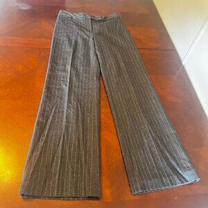 Ann Taylor Womens Pinstripe Wide-Leg Dress Pants S Black/Gray Wool Blend vtg